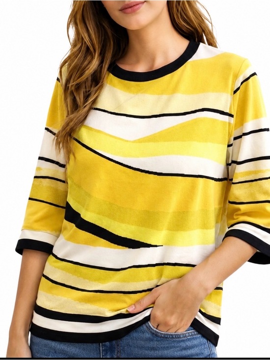 St. John Sweaters - St. John Knit Sweater Top Black and Yellow Size Small